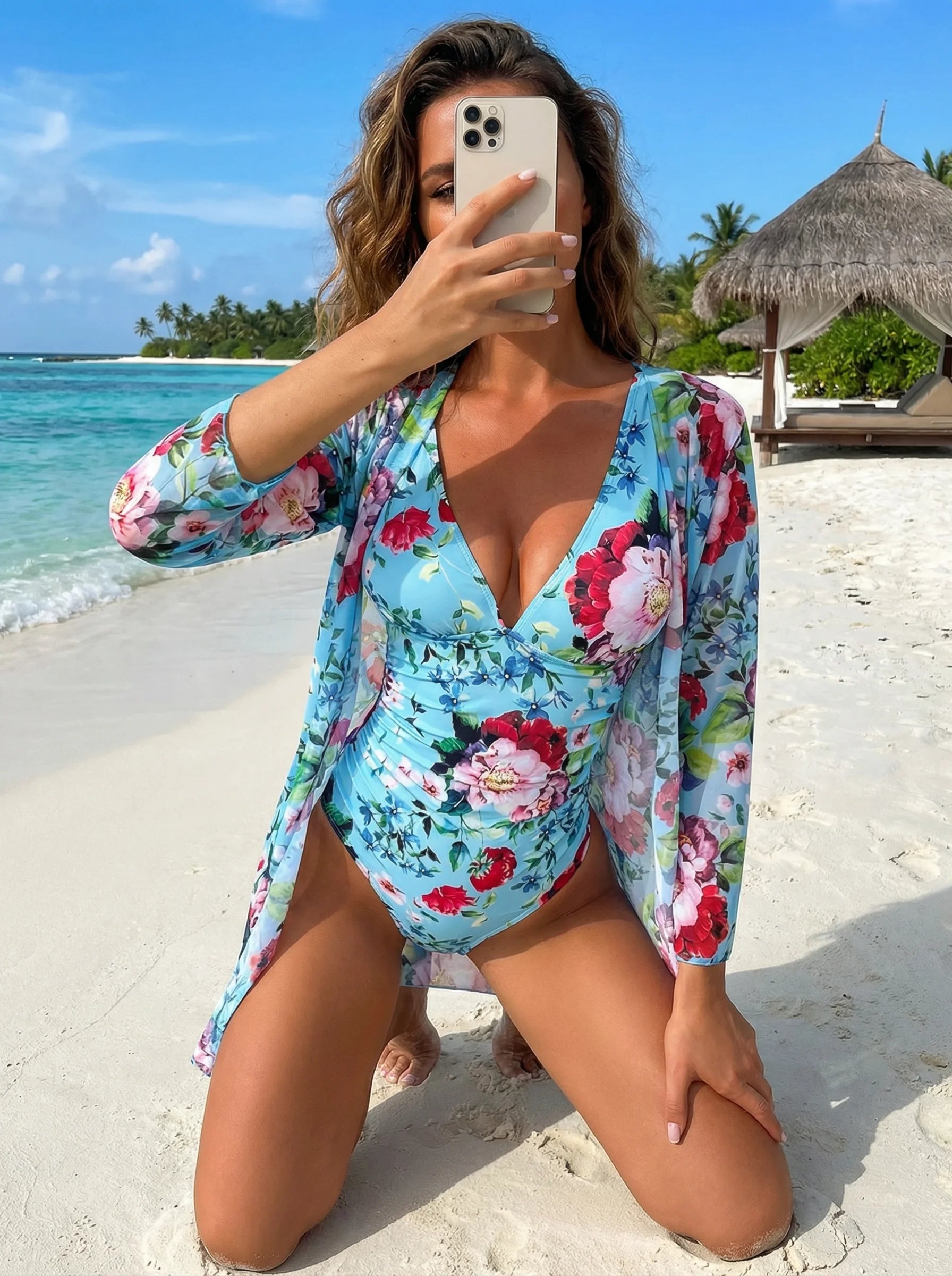 Women Swimsuit | Floral Swimsuit Cover Up-Women Swimsuit-Lightsnest
