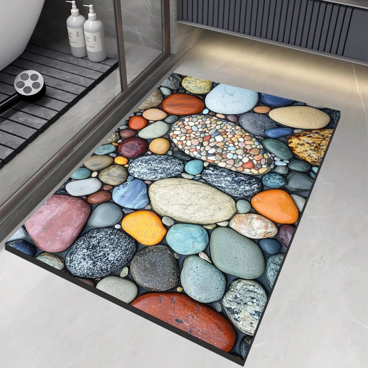 Bathroom Rug | Stone Design Bath Mat-Bath Mat-Lightsnest