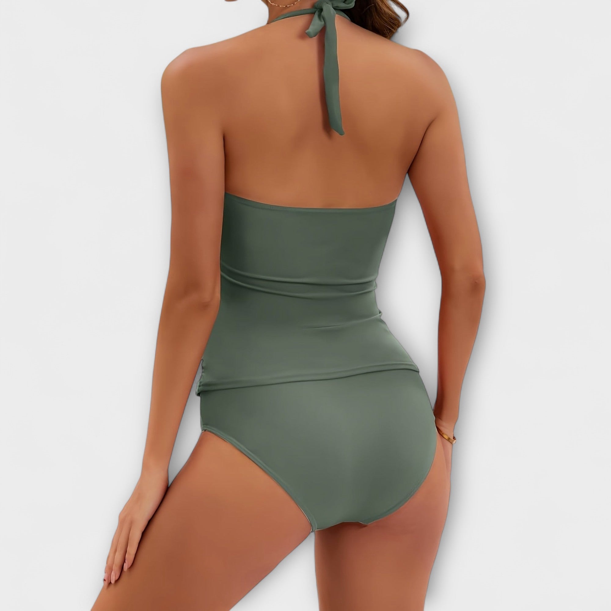 Tankini Set | V Neck Halter Neck Swimwear-Women Swimsuit-Lightsnest