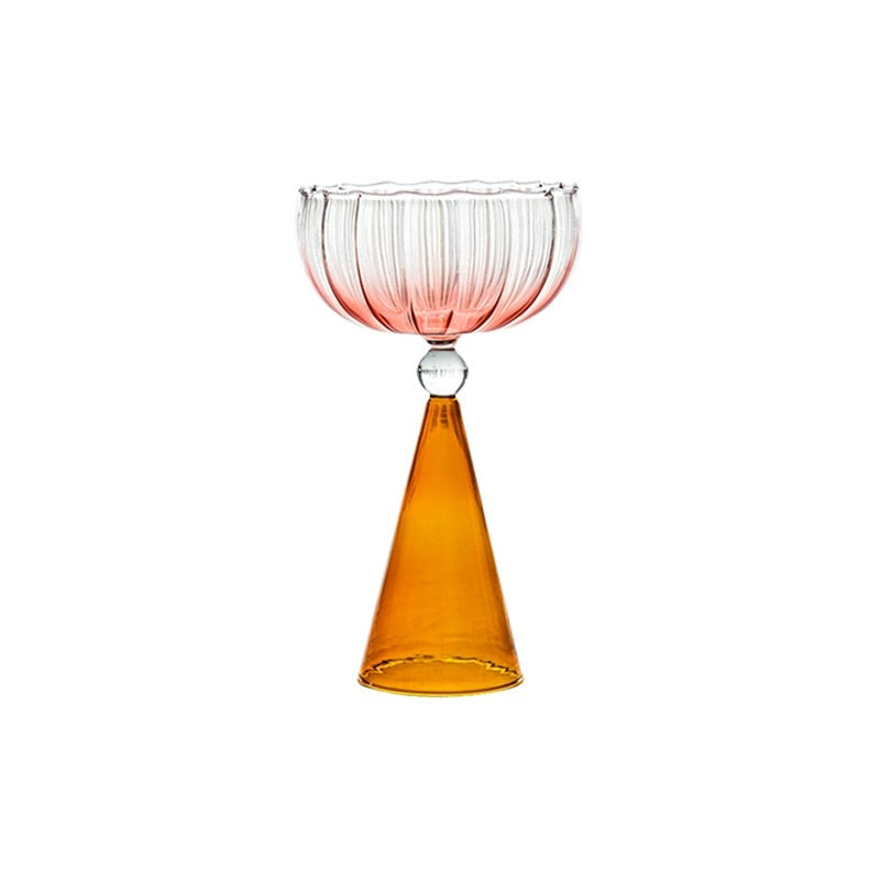 Ribbed Cocktail Glasses | Vintage Colored Glassware-Glass-Lightsnest