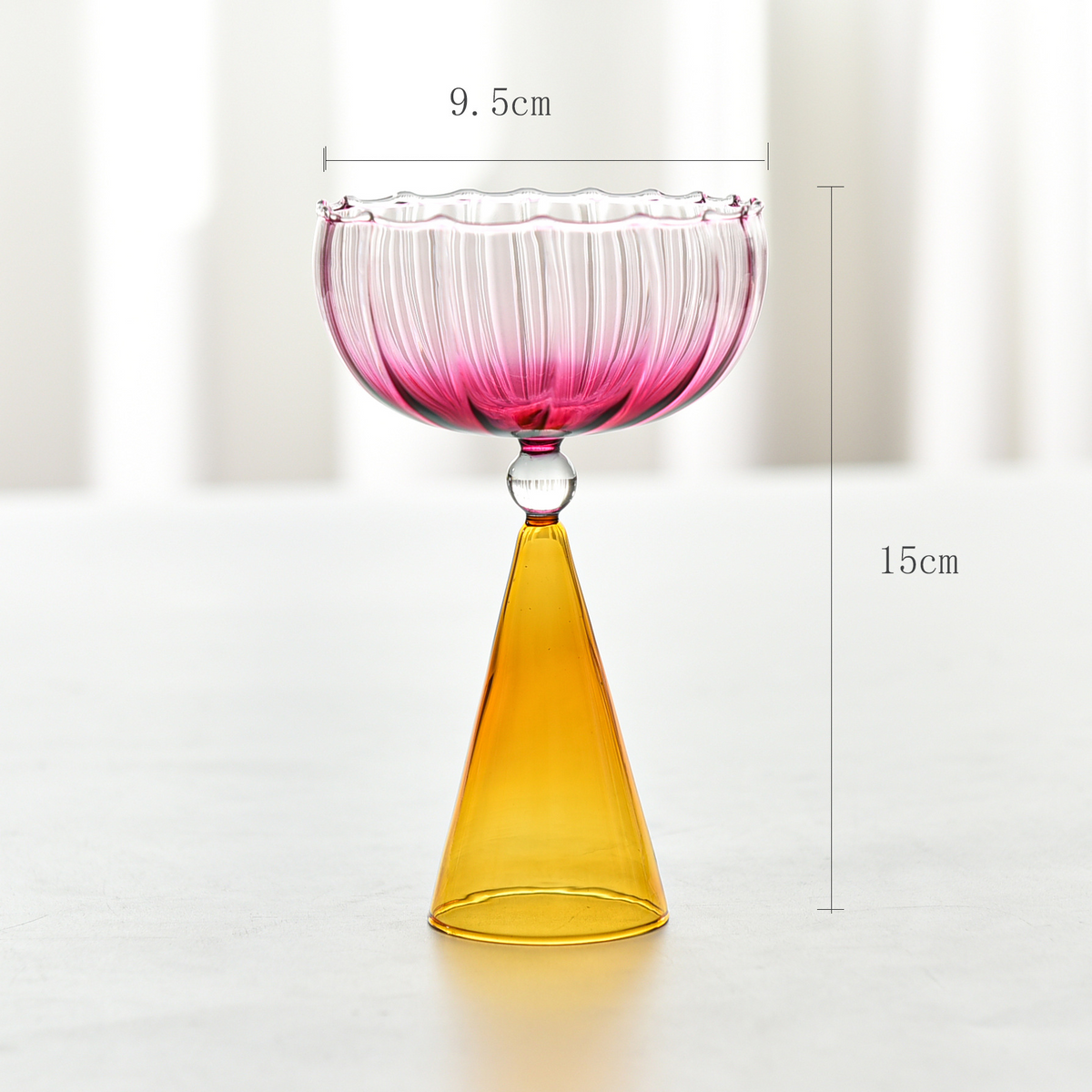 Ribbed Cocktail Glasses | Vintage Colored Glassware-Glass-Lightsnest