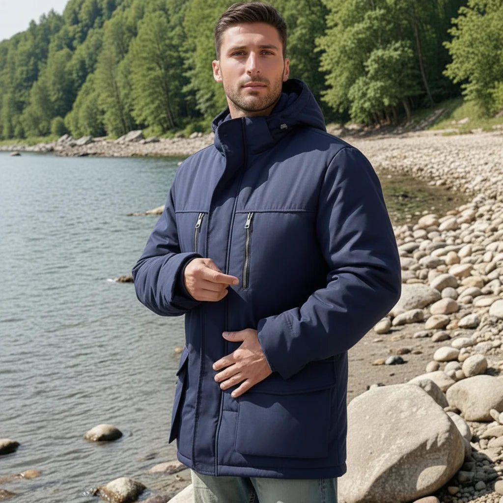 Men's Waterproof Hooded Parka Jacket - Winter Outdoor Coat