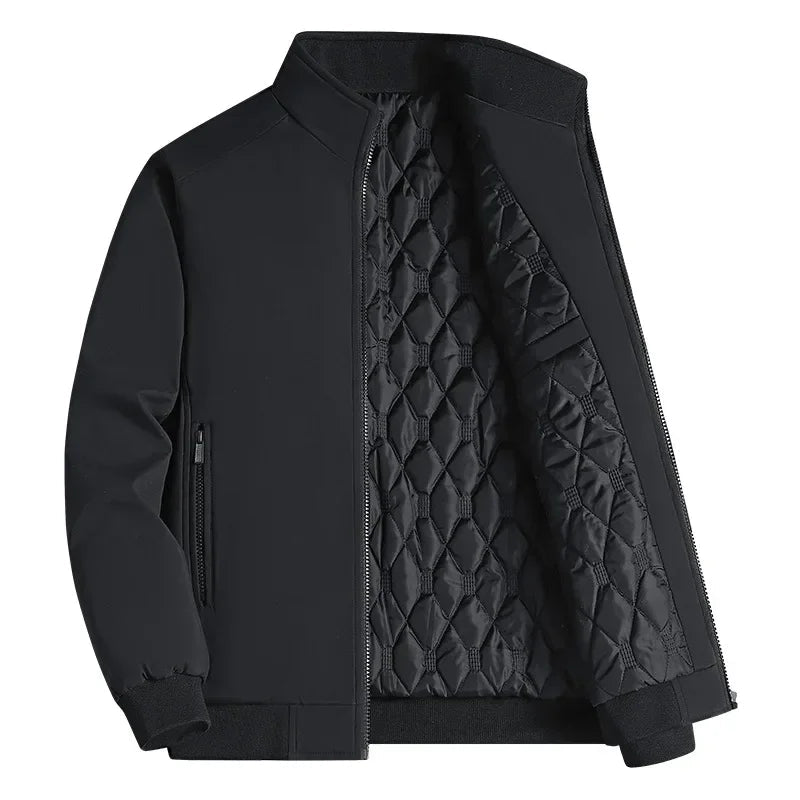 Men's Waterproof Winter Jacket in black, Quilted Lining & Stand Collar