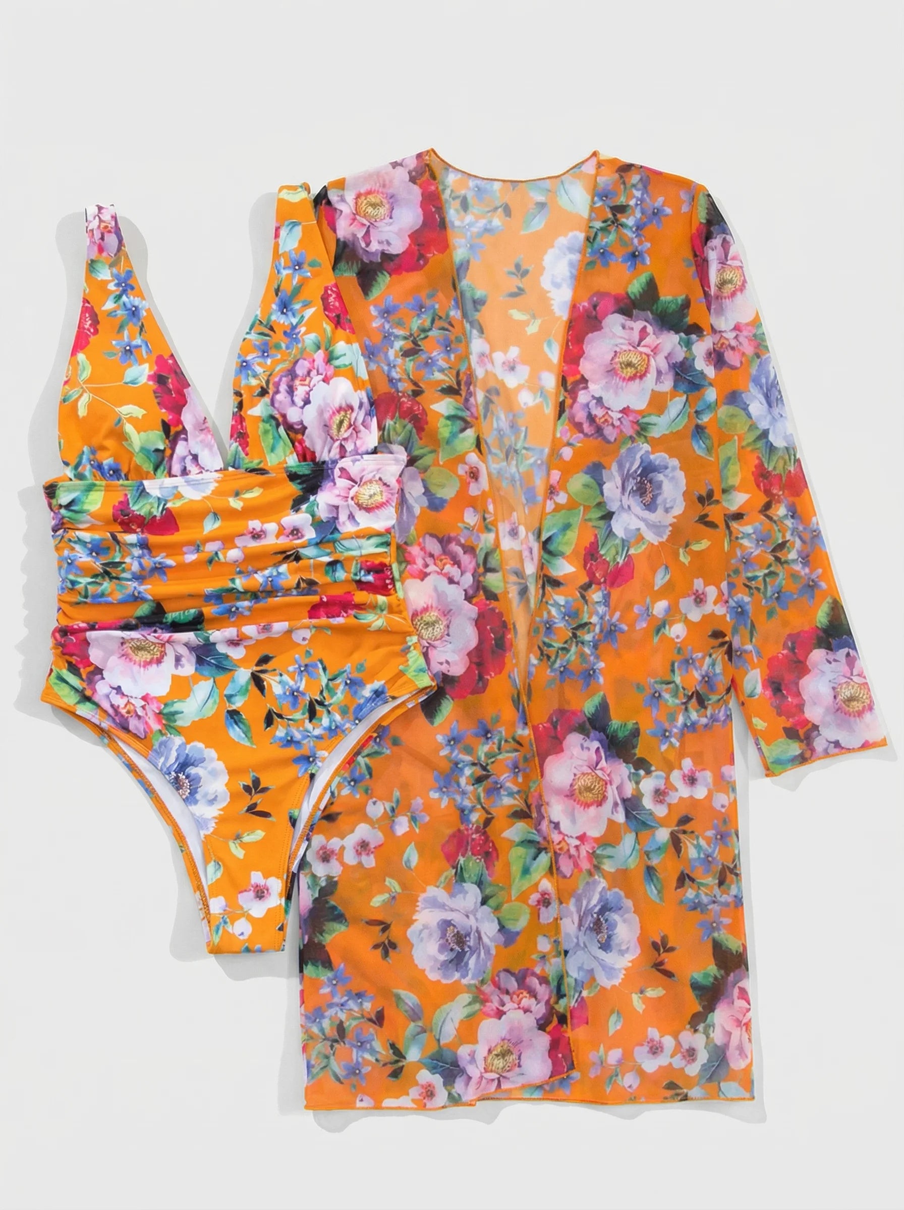 Women Swimsuit | Floral Swimsuit Cover Up-Women Swimsuit-Lightsnest