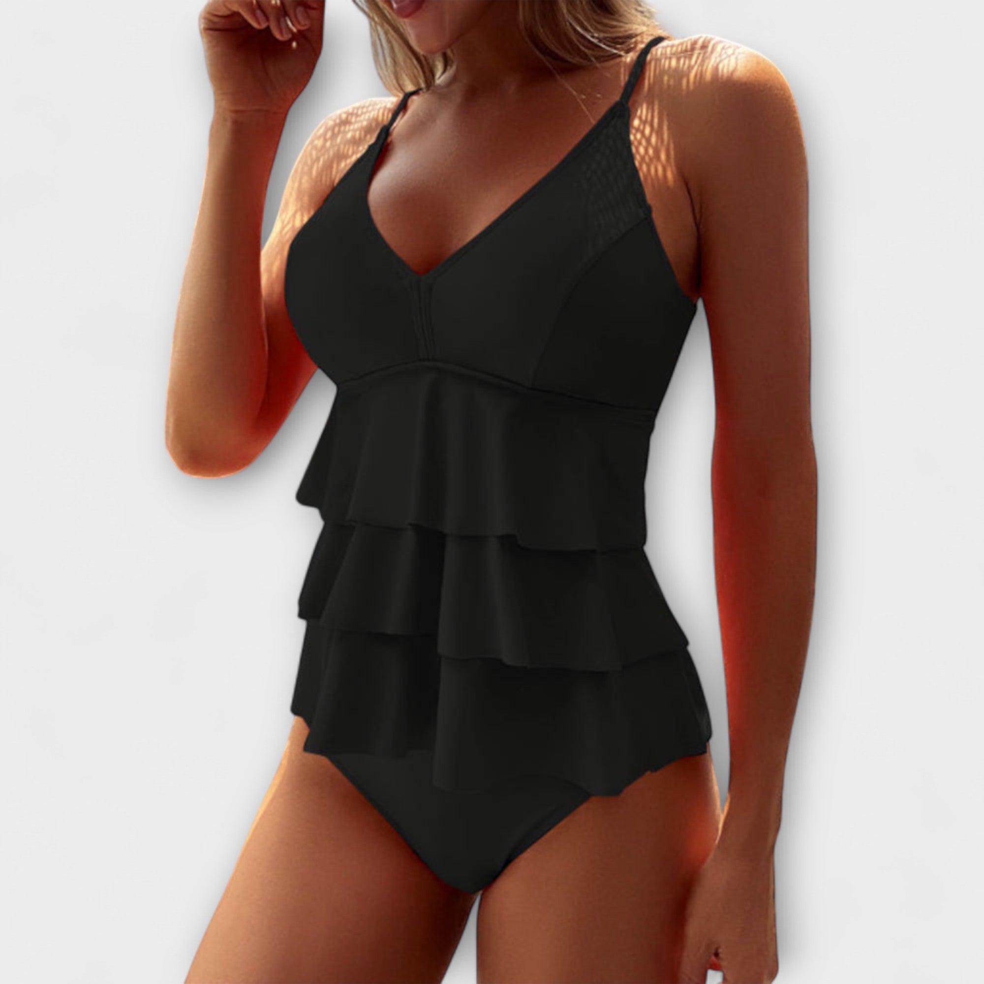 Women Swimsuit | Ruffle Top Tankini Set-Women Swimsuit-Lightsnest