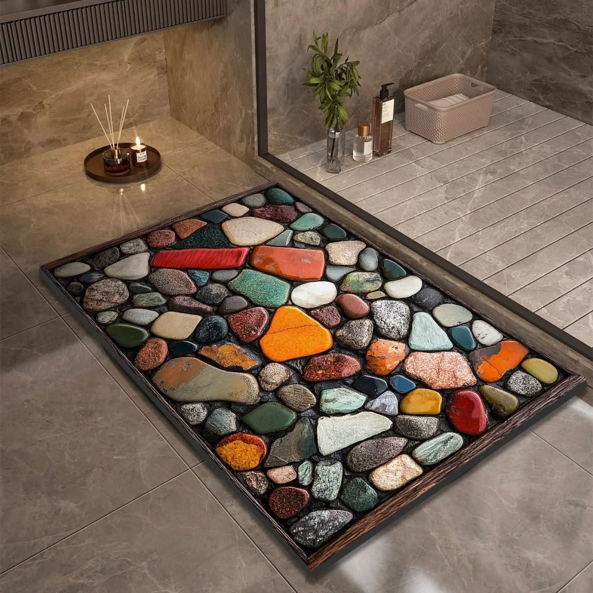 Bathroom Rug | Stone Design Bath Mat-Bath Mat-Lightsnest