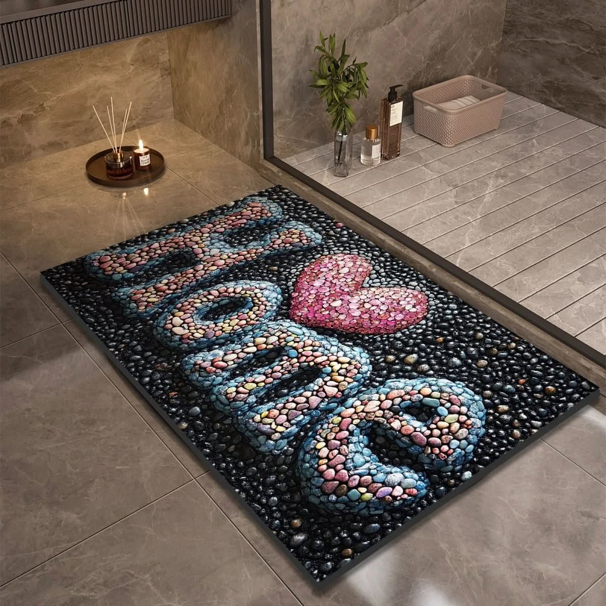 Bathroom Rug | Stone Design Bath Mat-Bath Mat-Lightsnest