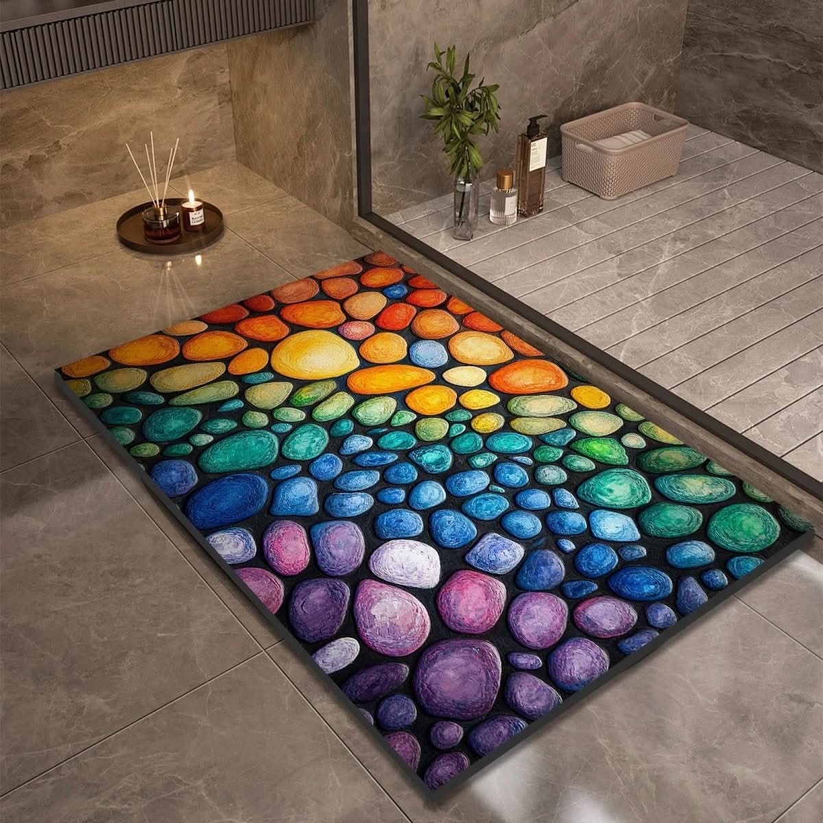 Bathroom Rug | Stone Design Bath Mat-Bath Mat-Lightsnest