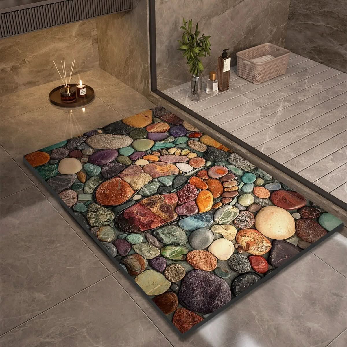 Bathroom Rug | Stone Design Bath Mat-Bath Mat-Lightsnest