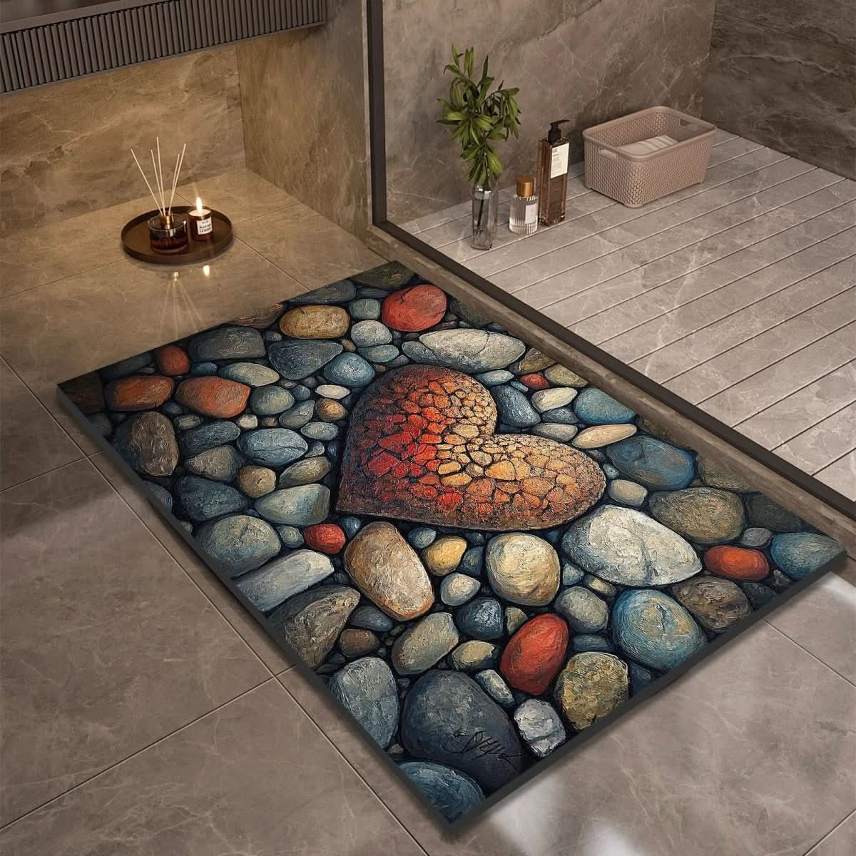 Bathroom Rug | Stone Design Bath Mat-Bath Mat-Lightsnest