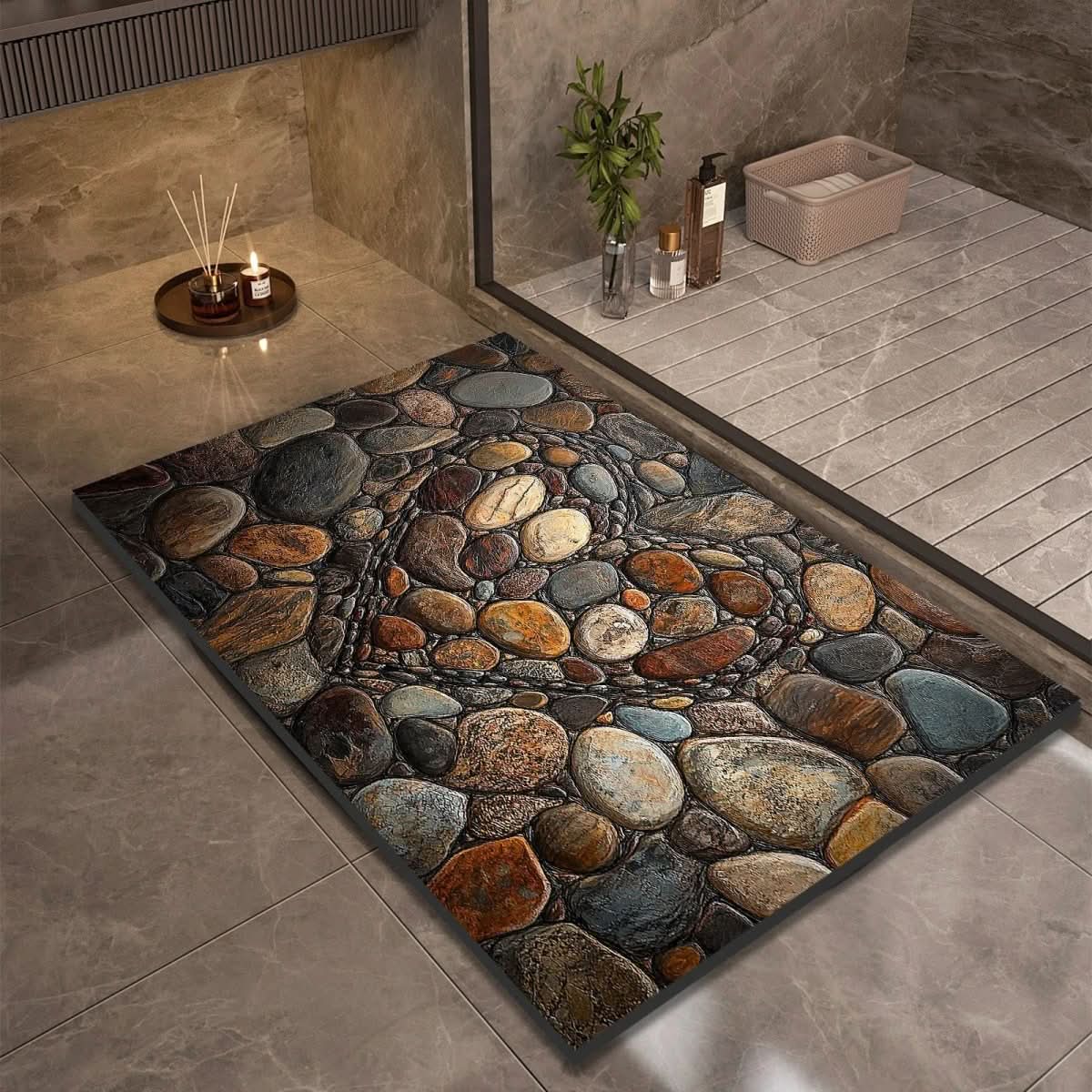 Bathroom Rug | Stone Design Bath Mat-Bath Mat-Lightsnest