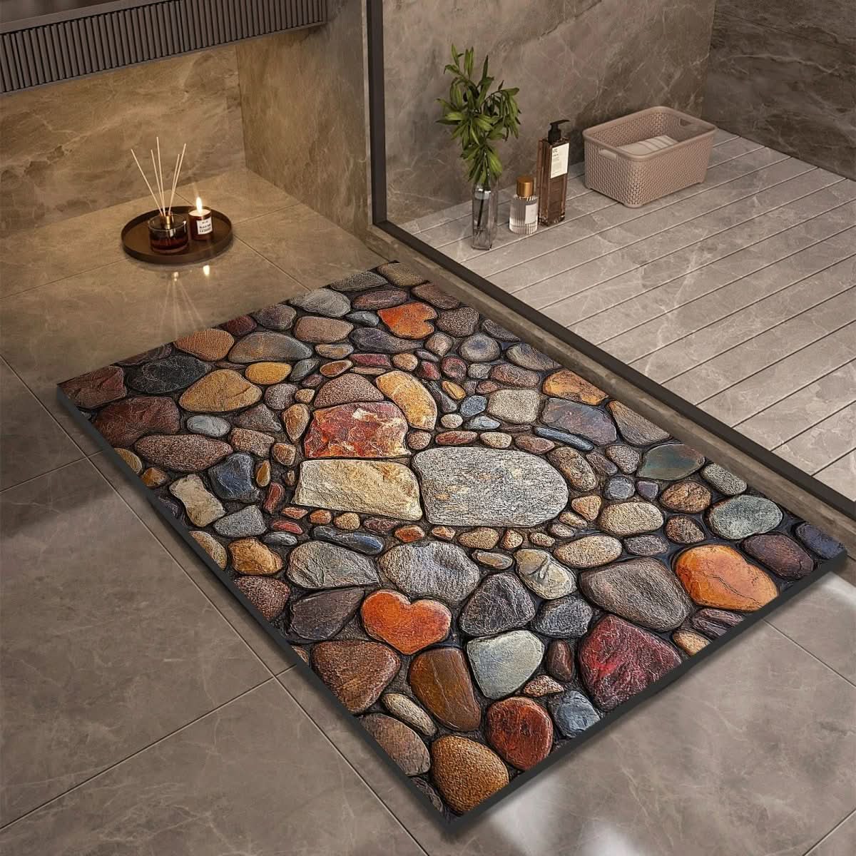 Bathroom Rug | Stone Design Bath Mat-Bath Mat-Lightsnest