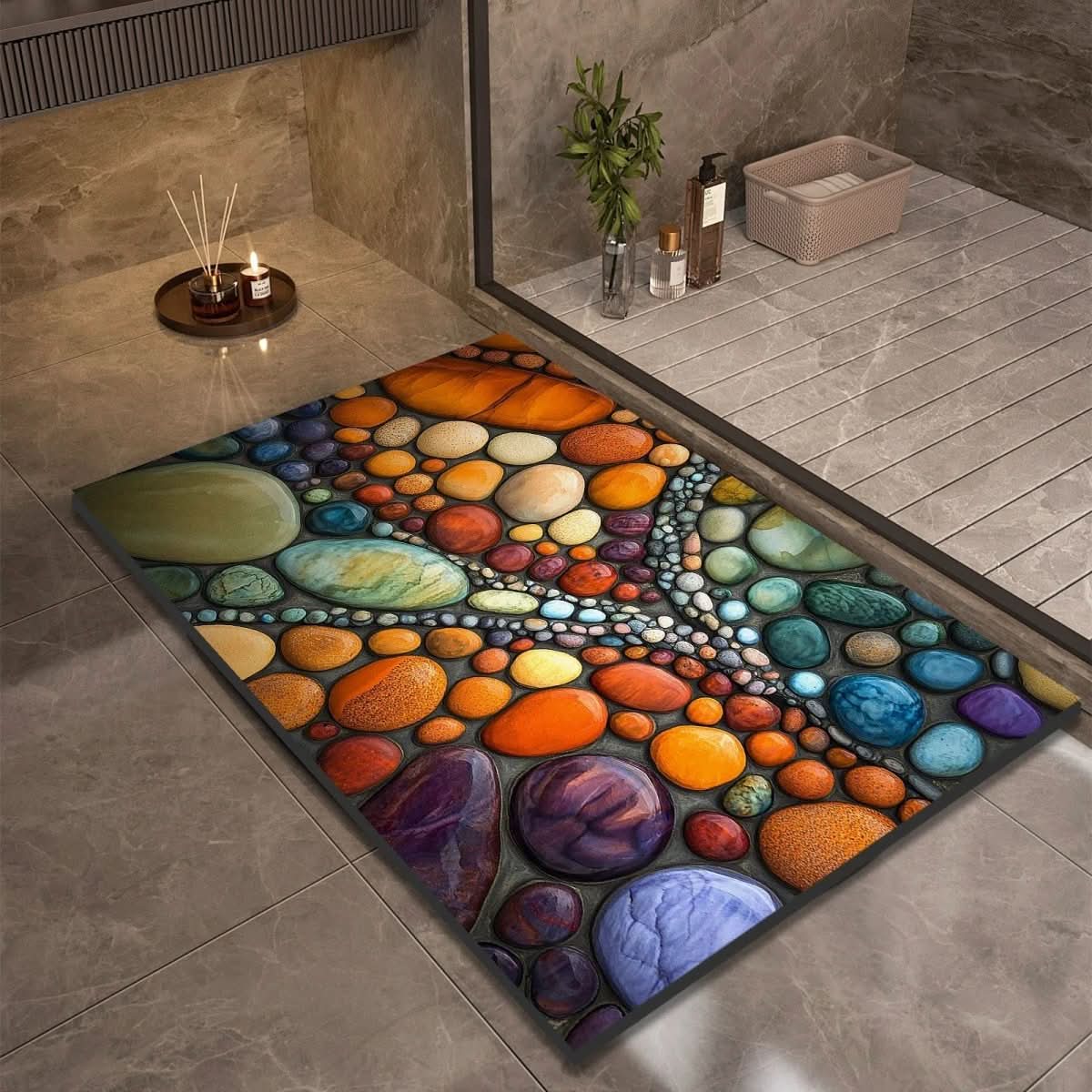 Bathroom Rug | Stone Design Bath Mat-Bath Mat-Lightsnest
