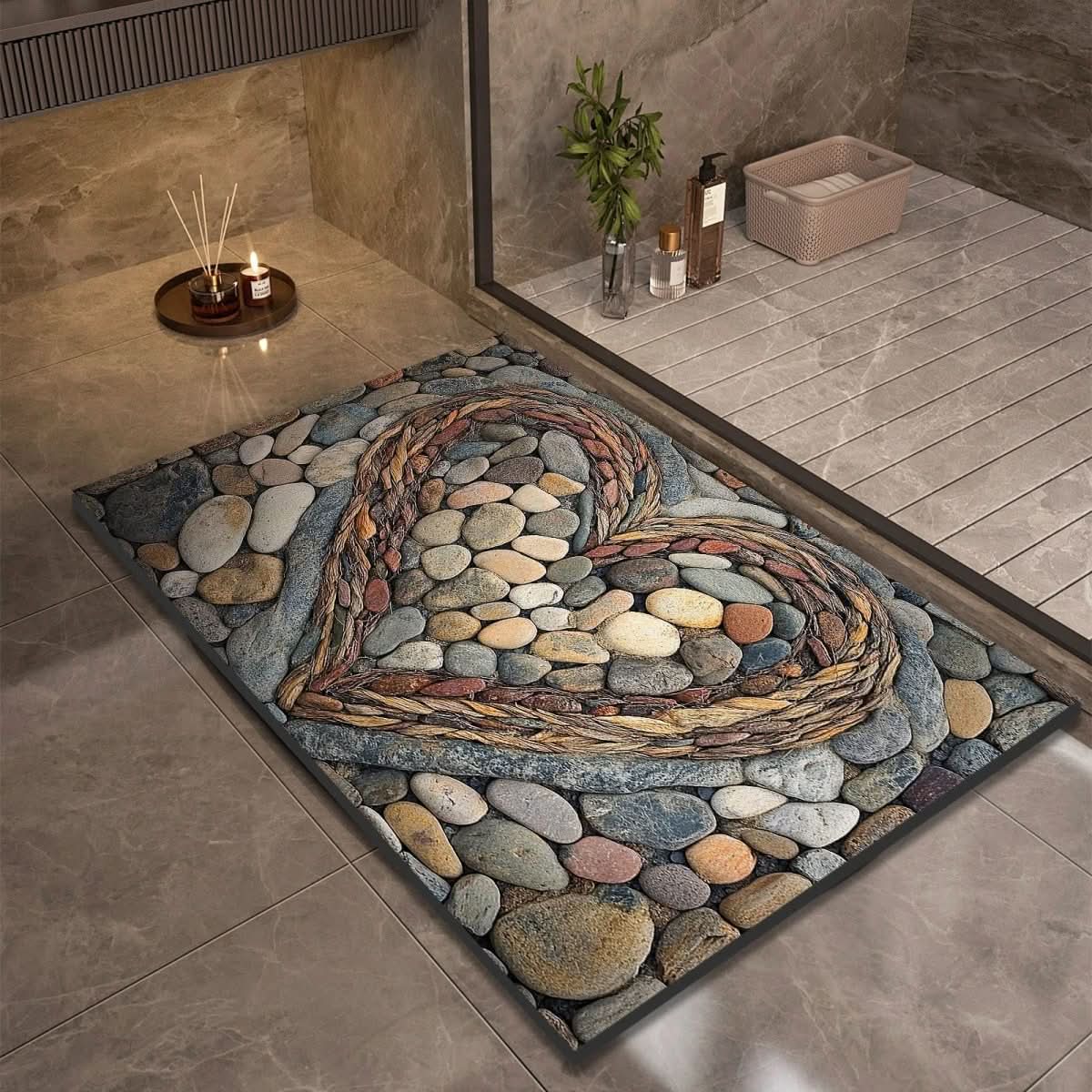 Bathroom Rug | Stone Design Bath Mat-Bath Mat-Lightsnest