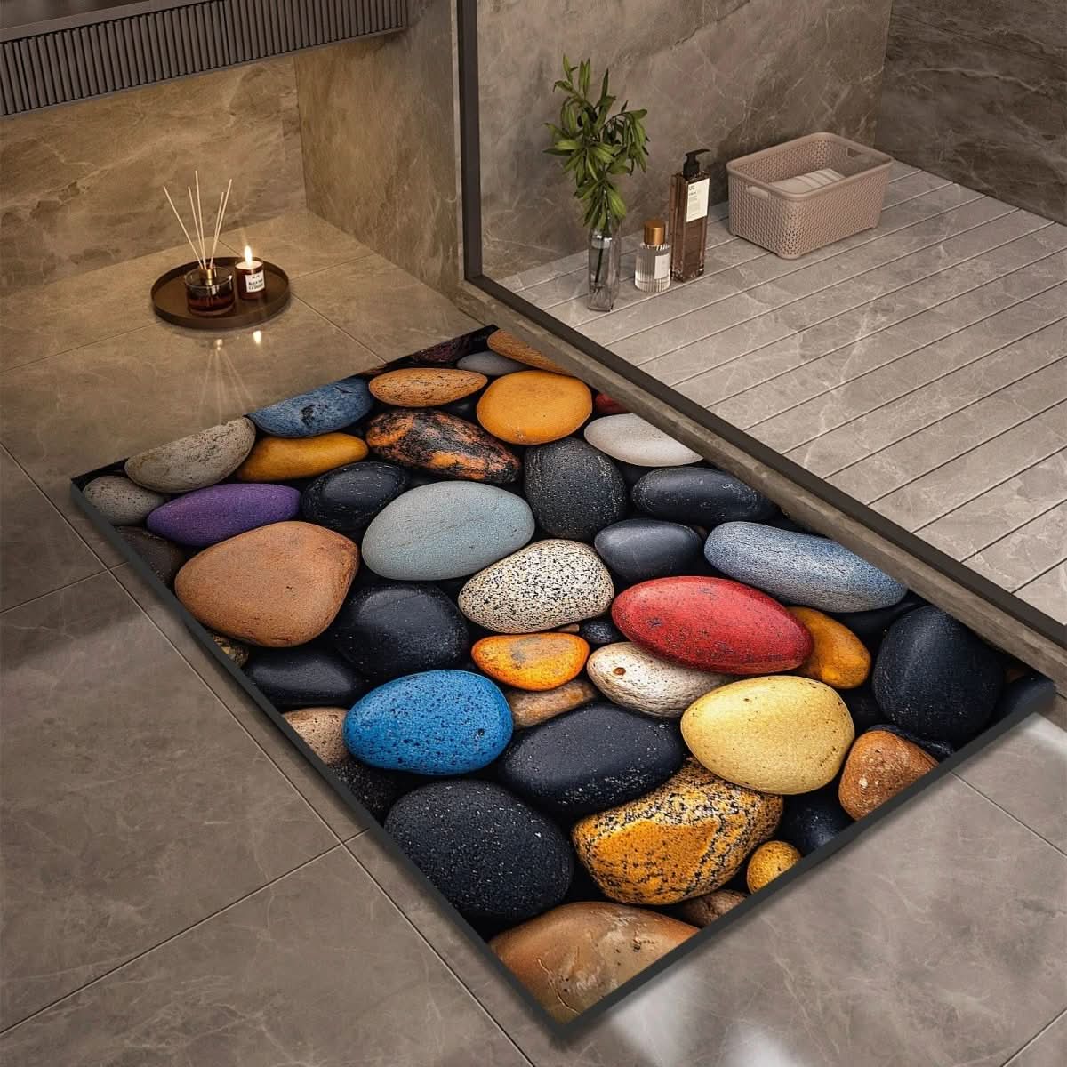 Bathroom Rug | Stone Design Bath Mat-Bath Mat-Lightsnest