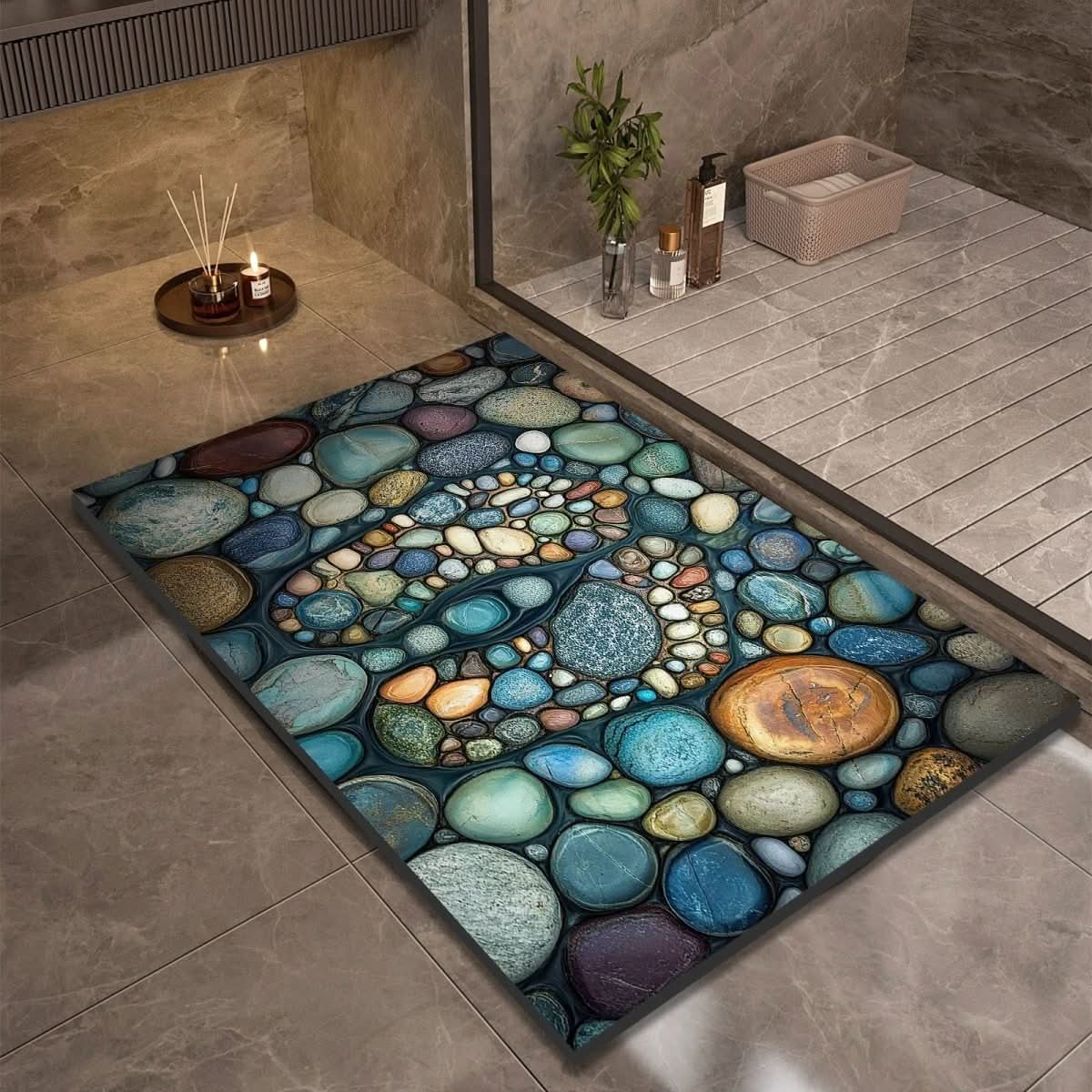 Bathroom Rug | Stone Design Bath Mat-Bath Mat-Lightsnest