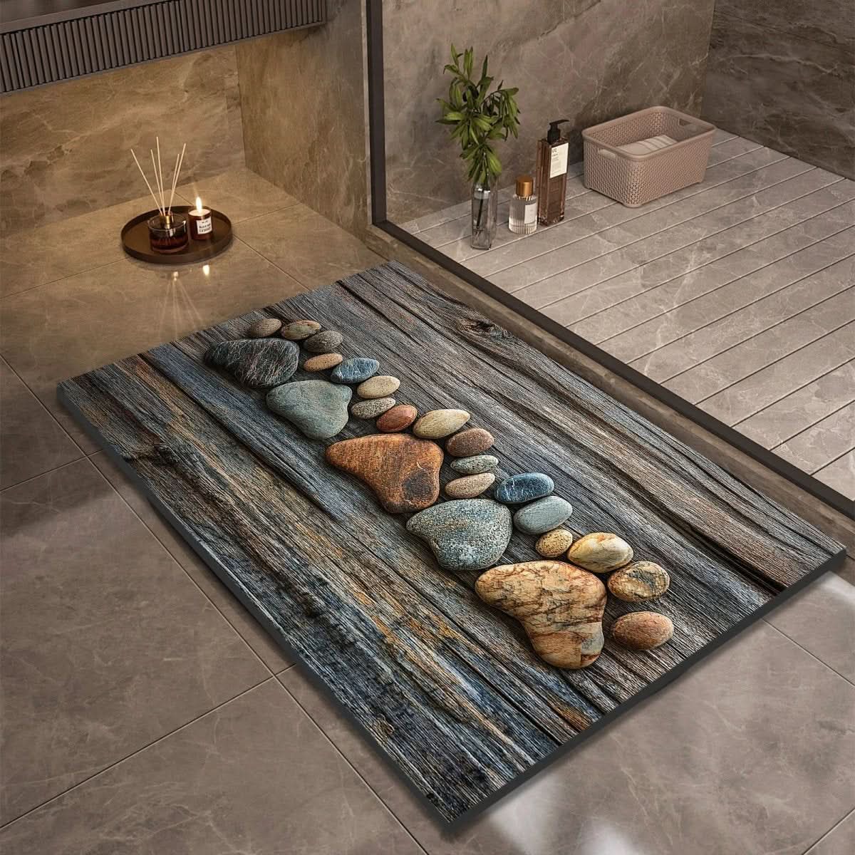 Bathroom Rug | Stone Design Bath Mat-Bath Mat-Lightsnest