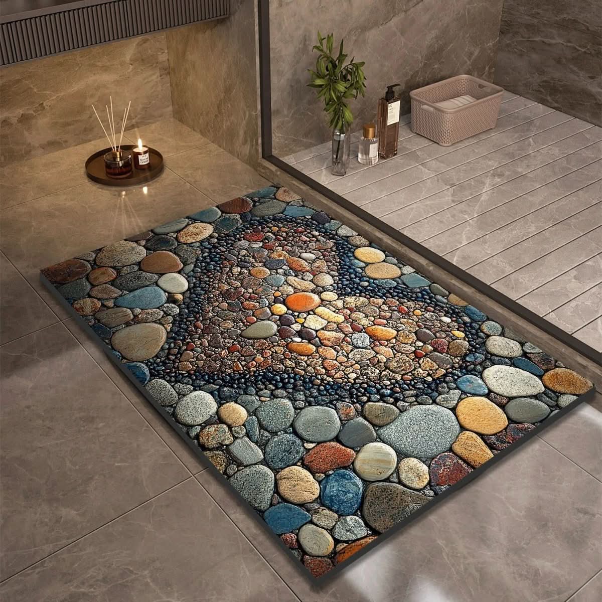 Bathroom Rug | Stone Design Bath Mat-Bath Mat-Lightsnest