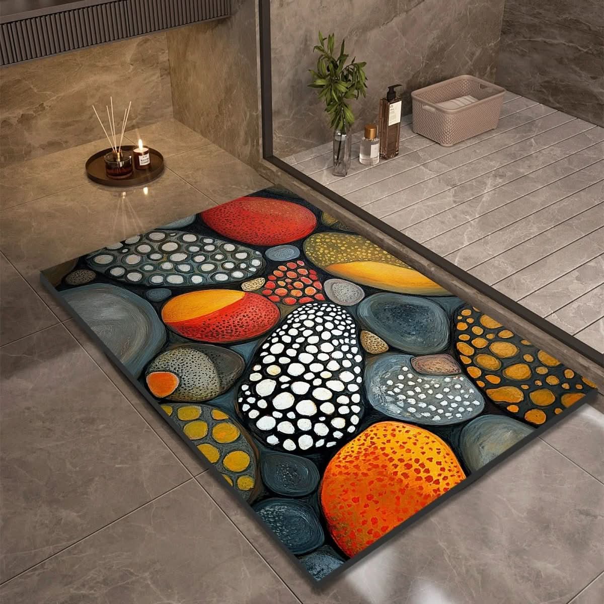 Bathroom Rug | Stone Design Bath Mat-Bath Mat-Lightsnest