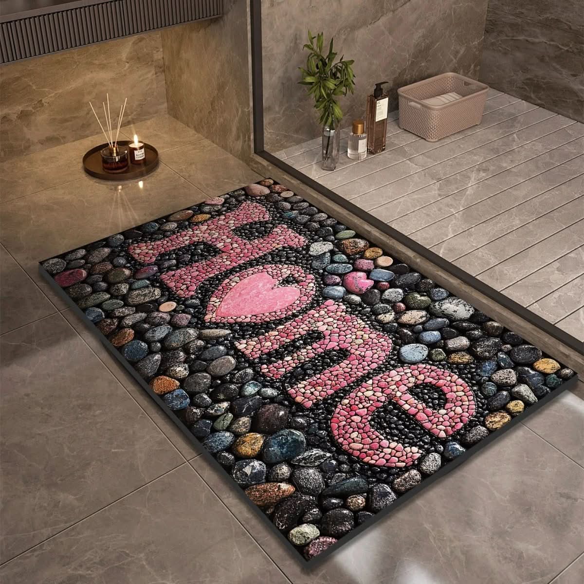 Bathroom Rug | Stone Design Bath Mat-Bath Mat-Lightsnest