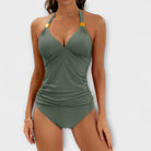 Tankini Set | V Neck Halter Neck Swimwear-Women Swimsuit-Lightsnest