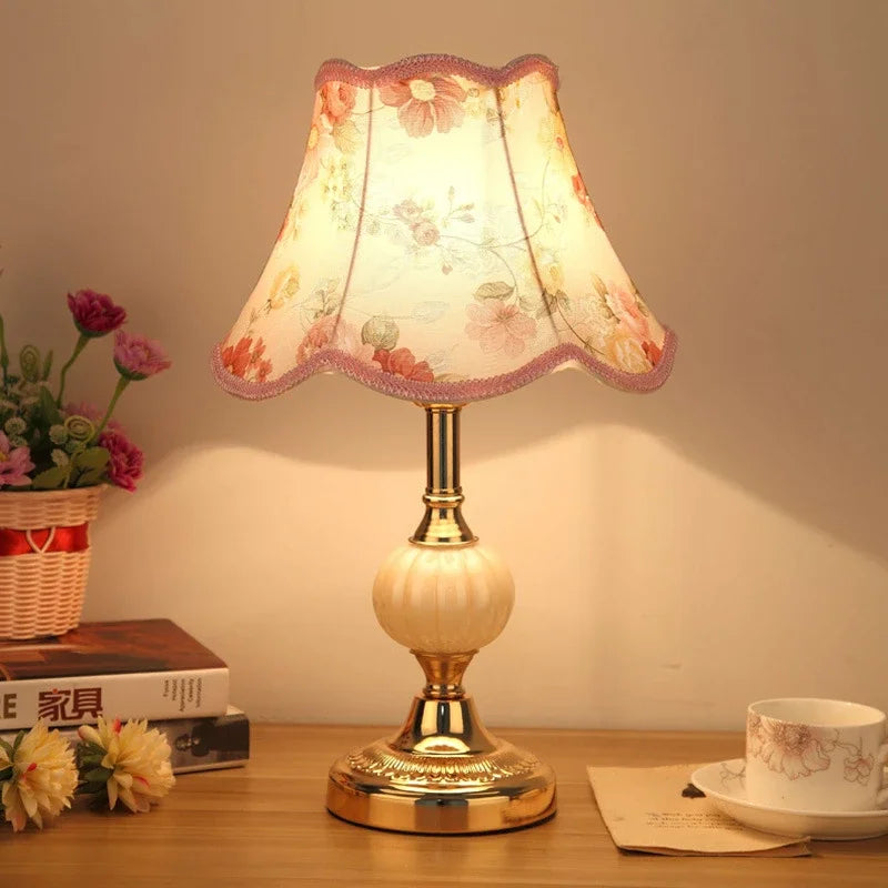 Vintage Table Lamp | Floral Retro Bedside Lamp-Table Lamp-Lightsnest