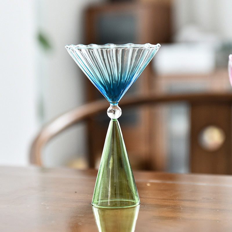 Ribbed Cocktail Glasses | Vintage Colored Glassware-Glass-Lightsnest