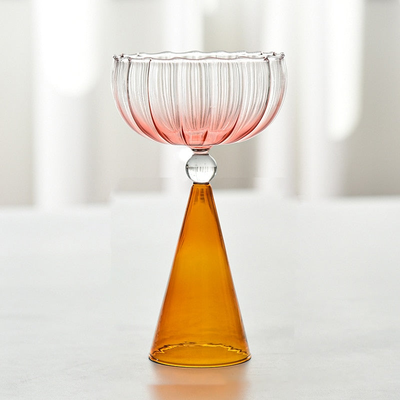 Ribbed Cocktail Glasses | Vintage Colored Glassware-Glass-Lightsnest