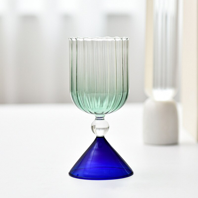 Ribbed Cocktail Glasses | Vintage Colored Glassware-Glass-Lightsnest