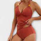 Tankini Set | V Neck Halter Neck Swimwear-Women Swimsuit-Lightsnest