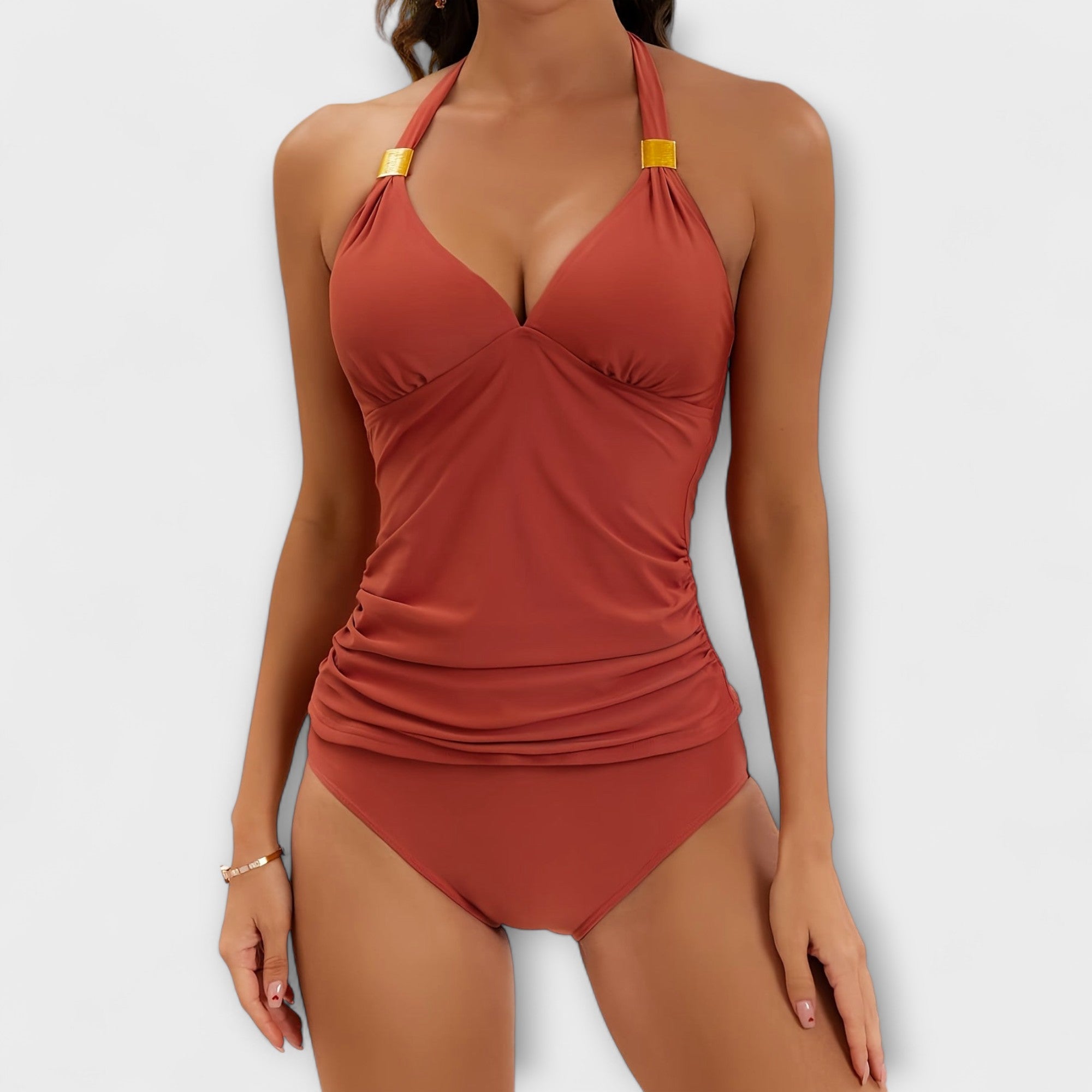 Tankini Set | V Neck Halter Neck Swimwear-Women Swimsuit-Lightsnest