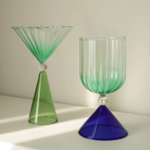 Ribbed Cocktail Glasses | Vintage Colored Glassware-Glass-Lightsnest