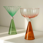 Ribbed Cocktail Glasses | Vintage Colored Glassware-Glass-Lightsnest