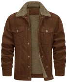 Men's Fleece Lined Trucker Jacket in brown, Teddy Collar