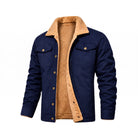 Men's Fleece Lined Trucker Jacket in navy, Teddy Collar
