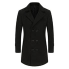 Men's Long Double Breasted Winter Coat in black, Tailored Fit