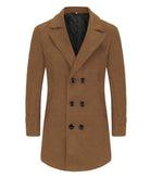 Men's Long Double Breasted Winter Coat in camel, Tailored Fit