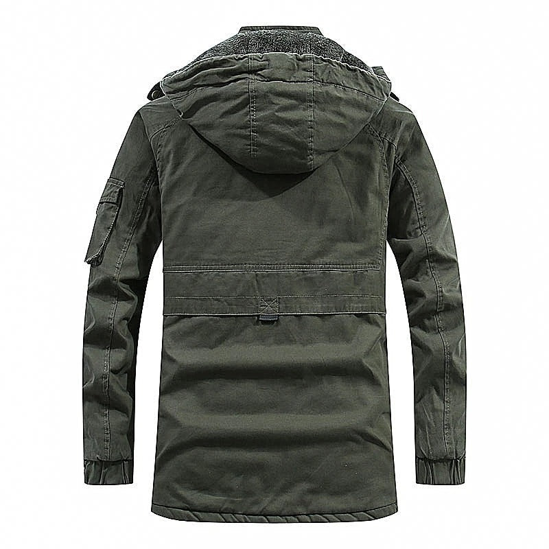Men's Longline Hooded Winter Jacket - Fleece Lined