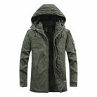 Men's Longline Hooded Winter Jacket in green, Fleece Lined