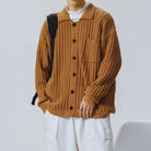 Men's Oversized Chunky Knit Cardigan - Warm Button Front