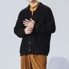 Men's Oversized Chunky Knit Cardigan - Warm Button Front