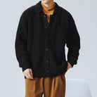 Men's Oversized Chunky Knit Cardigan - Warm Button Front