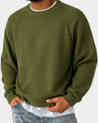 Men's Oversized Crew Neck Jumper in green, Warm Knit with Raglan Sleeves