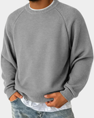 Men's Oversized Crew Neck Jumper in grey, Warm Knit with Raglan Sleeves