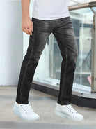 Men's Slim Fit Jeans in black, Tapered Leg Faded Wash