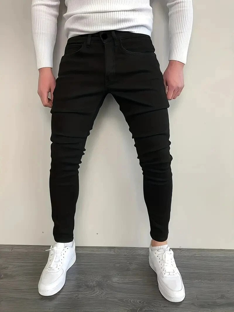 Men's Slim Fit Stretch Jeans in black, Tapered Ankle