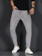 Men's Slim Fit Stretch Jeans in grey, Tapered Ankle