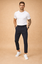 Men's Slim Fit Tapered Trousers in black, Smart Casual Cropped