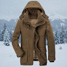 Men's Waterproof Hooded Parka Jacket in brown, Winter Outdoor Coat