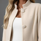 Women's A-Line Button-Down Coat - Stand Collar Autumn Style